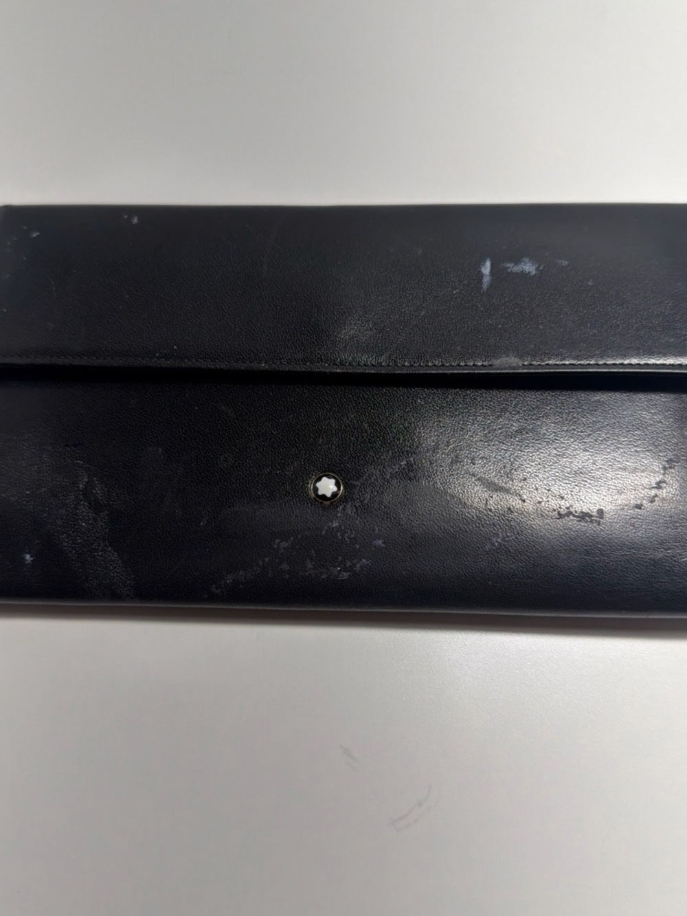 Mont Blanc Black Leather Continental Wallet with Star Emblem
